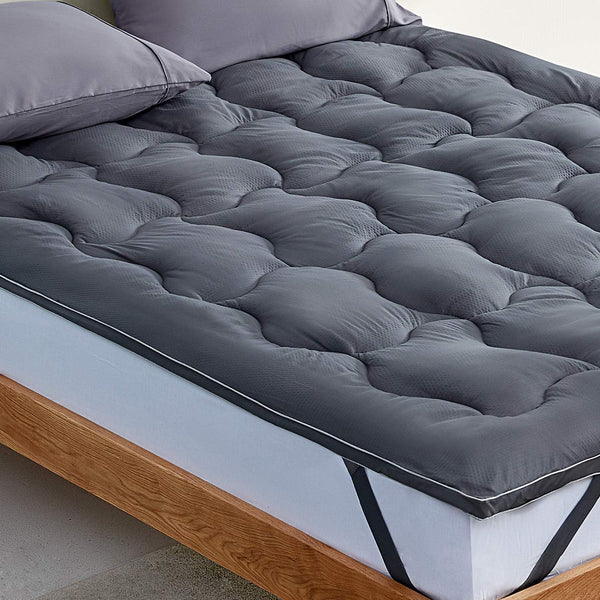 SLEEP ZONE Twin Mattress Topper Cooling Pad Cover, Fluffy Down Alternative, 8-21 Inch Deep Pocket, Twin Gray