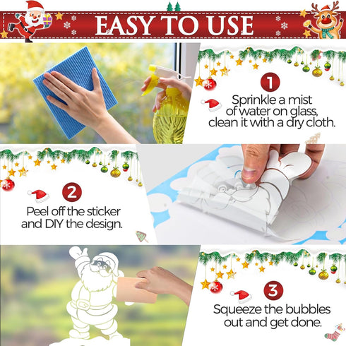 236PCS Christmas Window Clings, 9 Sheets Double-Sided Snowflakes Stickers for Glass Window Decor