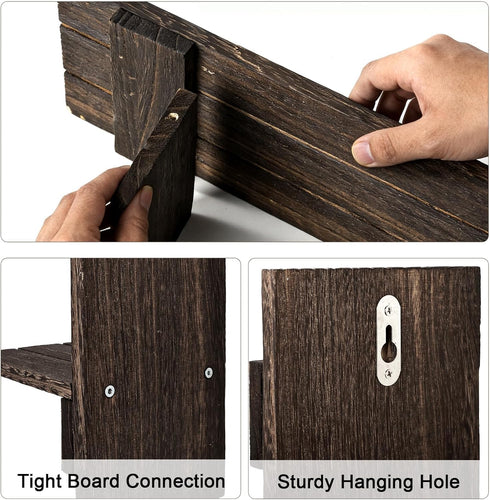 Treory Set 2: Set 15.7"x5" Candle Sconces of Farmhouse Wall Candle Holder, Black Walnut Wood Wall Sconces