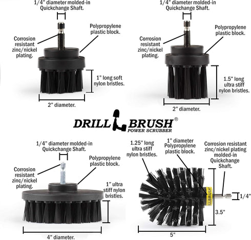 Set Set Grill Brushes - Detailing Brush BBQ Accessories - Ultra Stiff Power Scrub Brush - Oil Stain Electric Spin
