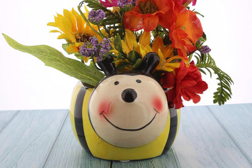 Whimsical Bumblebee Planter Pot - Decorative Bee Insect Plant Pot for Indoor Outdoor Home Garden Decor