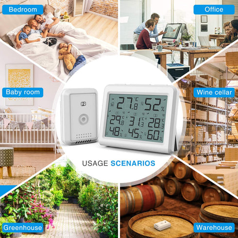 AMIR 3 3 Indoor Outdoor Thermometer, Channels Digital Hygrometer Thermometer with Sensor, Temperature Humidity Monitor