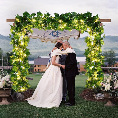 12 Packs 84FT 200 Artificial Ivy, Garland Hanging Plants Fake Vines with LED String Light for Bedroom Wedding Party