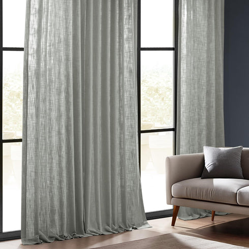 HPD Half Price Drapes Premium Heavy Faux Linen Curtains, 1 Panel, 50W x 108L Light Filtering Ash Grey Window Curtains