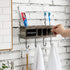 4 4 MyGift Wall Mounted Solid Torched Wood Bathroom Accessory Holder and Towel Hook Rack, Toothbrush Holder Shelf Rack