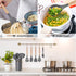 LIANYU 15-Piece Kitchen Silicone Cooking Utensils Set with Holder, Wooden Handle Tools in Black Gray