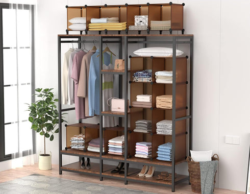 HOMIDEC 16-Cube Storage Organizer, Closet Shelf for Garment Racks, Kids Bookshelf (48.4 L x 12.2 W x 48.4 H)