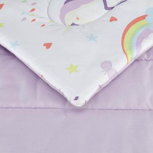 5-Piece Set Amazon Basics Soft, Easy-Wash Microfiber Kid's Bed-in-a-Bag Bedding with Sheet and Comforter, Twin, Unicorn