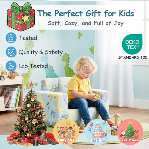 2-in-1 Tiita Kids Sofa, Kid Sofa, Convertible Children Couch to Lounger, Flip Out Kids Chair, Glow in The Dark Toddler