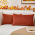 Kevin Textile Fall Lumbar Pillow Covers, Solid Striped Velvet Corduroy Cushion Cover, 12 x 20, 2 Pack, Burnt Brick