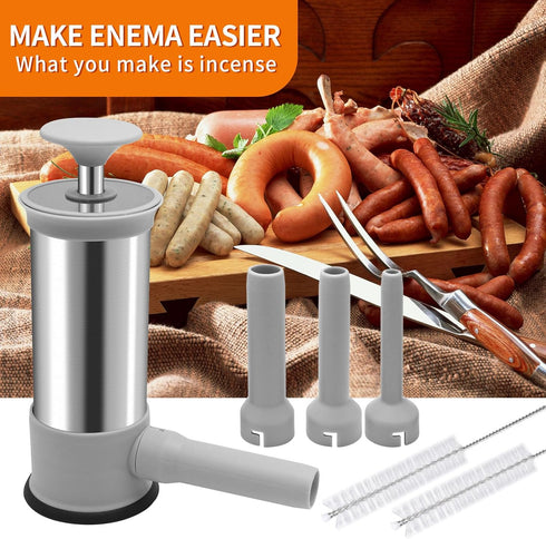 Saihisday 4 2LB Household Sausage Stuffer, Homemade Sausage-Maker Tool Sausage Stuffer Machine Stainless Steel Vertical