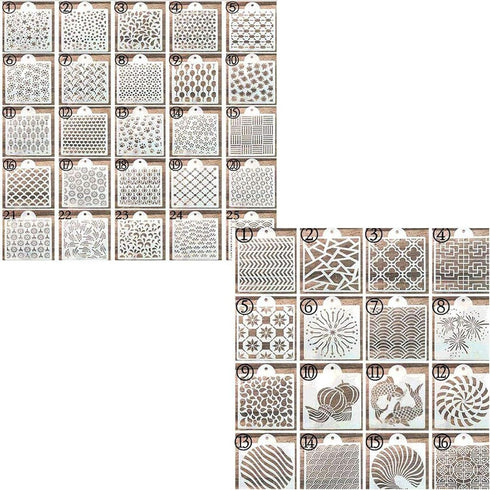Uspacific 57 Pieces Cookie Stencil Set, Floral Leaf Baking Templates for Cookie, Cupcake, Fondant, Crafts Decor
