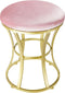 Velvet Round Vanity Stool,Pink Velvet Footrest Ottoman Foot Stool Seat with Golden