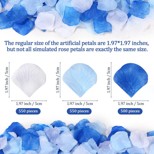 Syhood 1,600 Pcs Artificial Fake Rose Flower Petals for Wedding Decoration, Aisle Scatter, Birthday Party (Dark Blue)