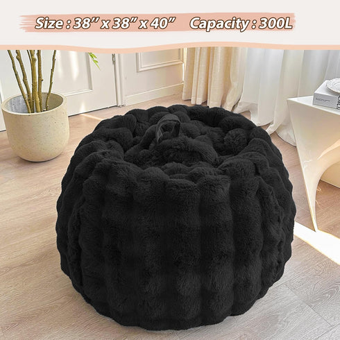 LIFEREVO Fluffy Faux Rabbit Fur Bean Bag Cover (No Filler), Soft Luxury Fuzzy Stuffed Animal Storage Bubble Large Bean