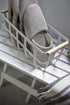 Storage Basket - Home Organizer Bin Holder with Wooden Handle - Steel + Wood - Small White