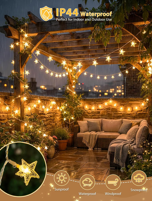syosupviry Powered,19FT 50LED Star String Lights Battery&USB Star Fairy Lights with Remote, Hanging Star Lights