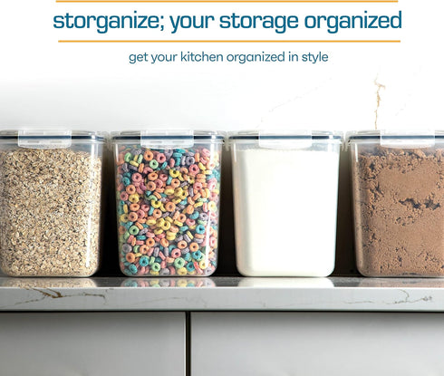 Flour Sugar Storage Containers (5.3L/4pk), Large Food Storage Containers with Lids Airtight for Kitchen Pantry