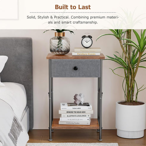 VECELO Night Stand, Nightstand, Small End Table for Small Spaces, Wood Side Table for Living Room, Bedside Table