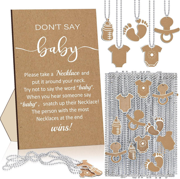 Beeveer 51 Pcs Don't Say Baby Shower Game Supplies Include Kraft Paper