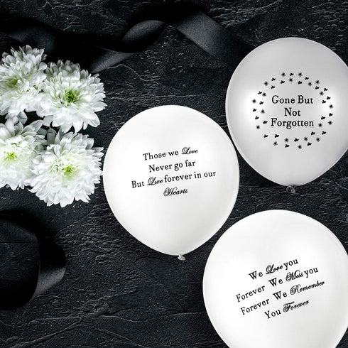 Gejoy 60 Pieces Memorial Balloons for Funeral Remembrance, White and Silver Balloons for Celebration of Life