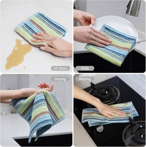 Pack 8, 12x12 Inches (mix-1, 12x12 inch) Oeleky Kitchen Dishcloths for Washing Dishes, Ultra Absorbent Dish Rags