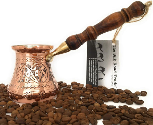 The Silk Road Trade 6 oz) Hammered PC Series (Small- fl - Thickest Solid Copper Engraved Turkish Greek Arabic Coffee