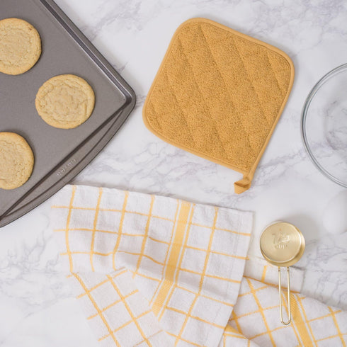 DII Basic Terry Collection Quilted Potholder, 100% Cotton, Mustard, 3 Piece