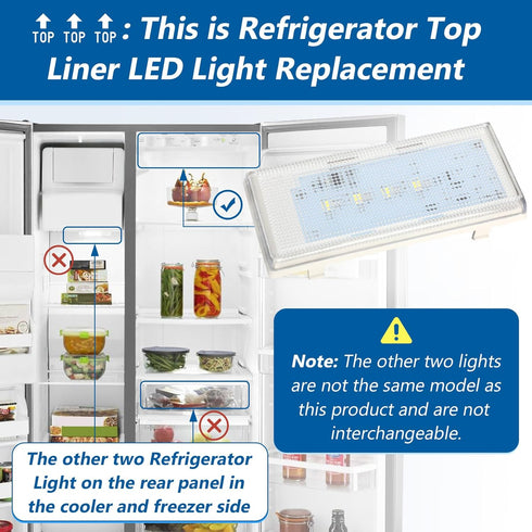 2024 Refrigerator Main LED Light for Whirlpool Models, WRS325FDAM02, WRS325FDAM04, WRS322FDAM04