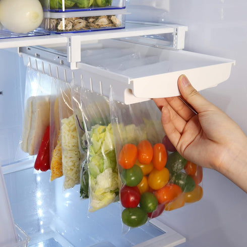 Zipper Bag Organizer for Fridge Freezer - Clean and Organize Zipper Bag Tray Holder Rack Hanger
