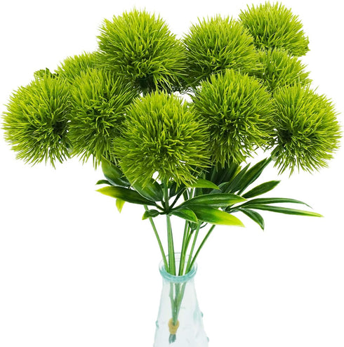 Uieke 10 Pcs Dandelion Artificial Flowers, Fake Plants Bouquet for Home Decoration, Wedding Decor, Green