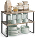 SONGMICS Cabinet Organizer Shelf, Set of 4 Kitchen Counter Shelves, Stackable Expandable Metal and Engineered Wood