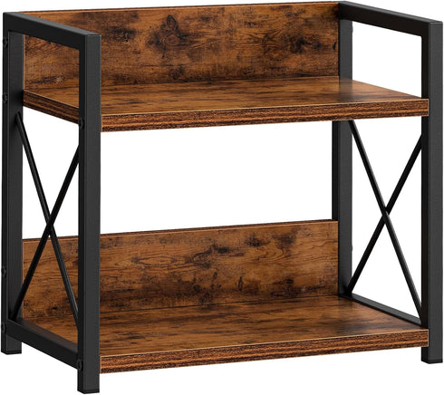 Giikin 2 Tier Countertop Shelf Organizer, Wood Spice Rack for Kitchen, Coffee Counter Shelf Organizer (Brown, S)