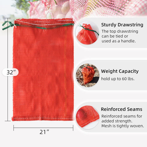 60 lbs 21 32 Pack 10 Extra Large Mesh Produce Bags Reusable Onion Sacks Vegetable Storage Bags Washable Net Bag x