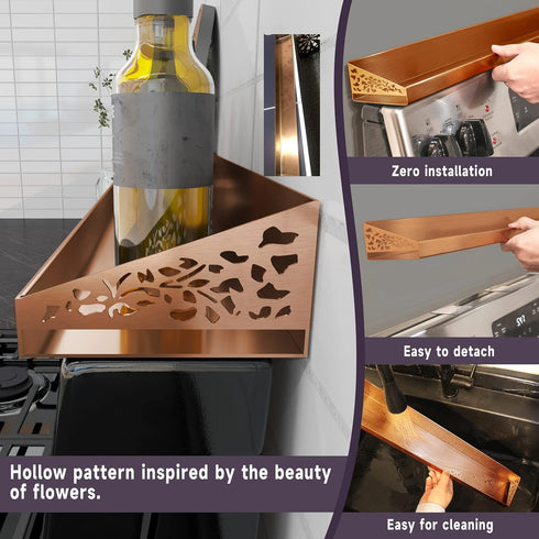 Copper Magnetic Spice Rack Shelf, 30" Length Over the Stove Organizer for Kitchen Seasoning Storage, Brushed Copper