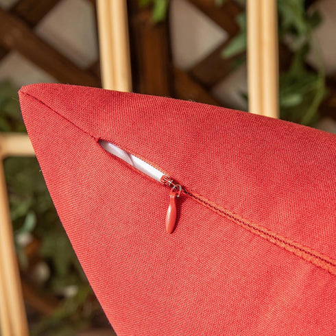 Woaboy Set of 2 Red Outdoor Throw Pillow Covers, Decorative Waterproof Farmhouse Linen Cushion Cases 16x16 inch