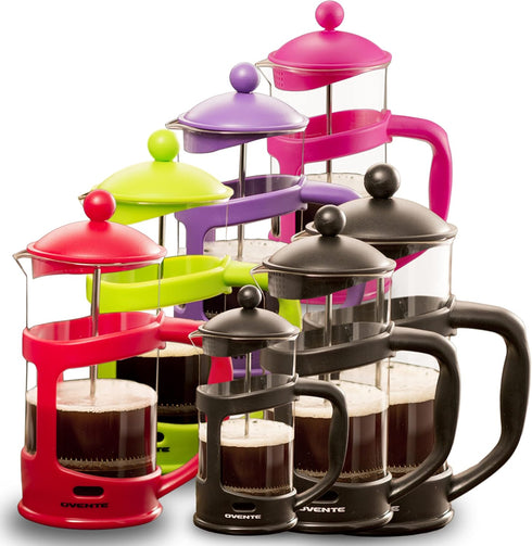 Ovente French Press Coffee, Tea and Espresso Maker, Heat Resistant Borosilicate Glass with 4 Filter Stainless-Steel