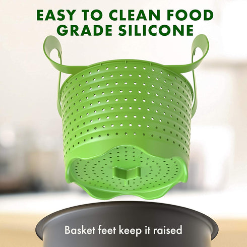 Avokado Silicone Steamer Basket for 3qt Instant Pot, 6qt, 8qt, BPA-Free, Dishwasher Safe Collapsible Vegetable Steamer