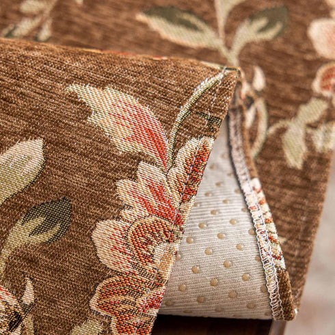 Floral,63" 23.7" Luxury Chenille Coffee Table Cover Non-Slip Silicone Backing Heavyweight French Jacquard Table Cloth