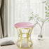 Velvet Round Vanity Stool,Pink Velvet Footrest Ottoman Foot Stool Seat with Golden Metal Legs,Makeup Chair for Bathroom