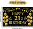 Trgowaul 21st Birthday Decorations for Her Him, Black Gold 21st Birthday Backdrop Banner, Party Supplies Photography