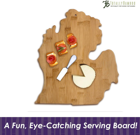 Totally Bamboo Michigan State Shaped Serving & Cutting Board, Large