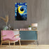 TYOHU Black Cat Canvas Wall Art, Starry Night Oil Painting, 12x16in Framed Colorful Abstract Floral Prints for Gallery