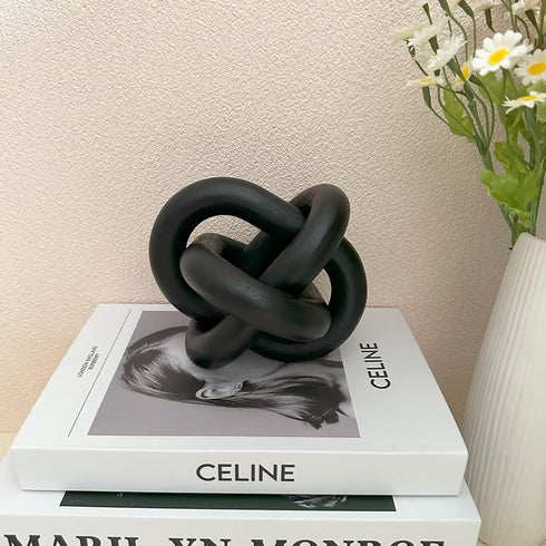 3-Link Wood Chain Link Coffee Table Decor, Black Wooden Knot Decor for Coffee Table Farmhouse Decortive for Home Boho