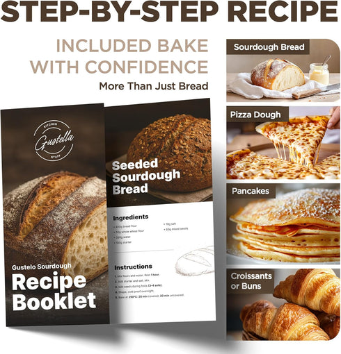Set Sourdough Starter Kit for Beginners Complete Bread Baking with Banneton Basket, Jar, Lame & Tools Easy Homemade