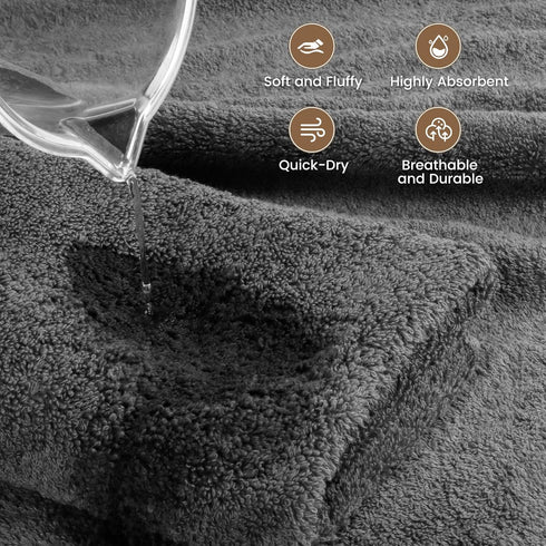 4 Set 100% 55 27 Inch, SEMAXE Piece Grey Bath Towel for Bathroom, Cotton Bath Towels with Hanging Loop, x Soft