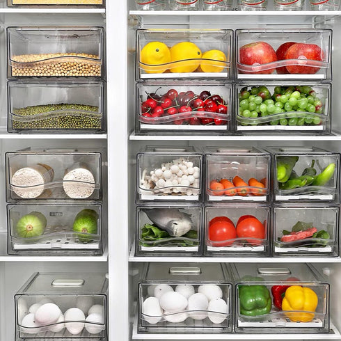 Diskary Fridge Organizer, Stackable Refrigerator Organizer Bins, Reusable Food Storage Containers, Fridge Drawer