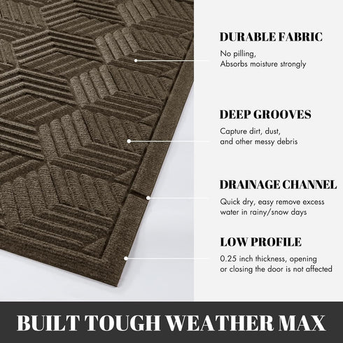 Yimobra Front Entrance Door Mat, All-Season Heavy Duty Outdoor Indoor Floor Mat, 29.5x17 Inch, Beige Brown