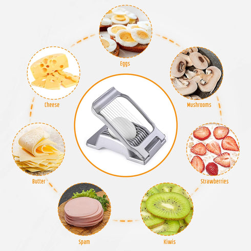 Egg Slicer for Hard Boiled Eggs, Stainless Steel Wire, Multipurpose Heavy Duty Aluminium Egg Cutter Dishwasher Safe