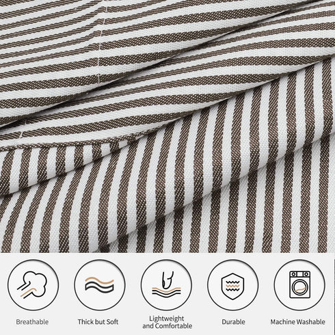 NLUS 2 Pack Cooking Aprons for Women with Pockets, Adjustable Kitchen Bib Aprons (Brown Pinstripes)